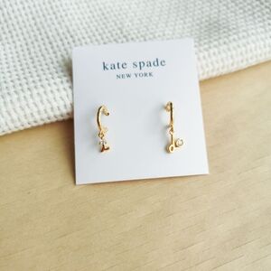 NEW Kate Spade Say Yes I Do Gold Clear Huggie Earrings Authentic